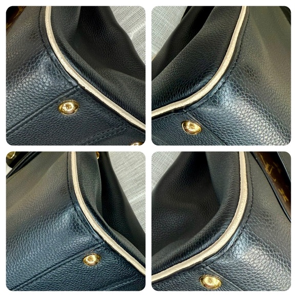SOLD Louis Vuitton Black Calfskin & Brown Monogram Coated Canvas Double V Bag - Picture 16 of 17